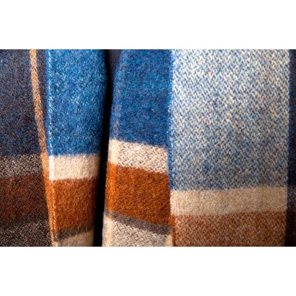 Vtg Pure Wool Blue Plaid Scarf Made In West Germany Saks Fifth Avenue 100% Wool - Picture 2 of 5